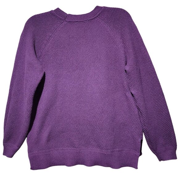 Time And Tru Womens Winter Warm Purple Knit Sweater Crewneck Cotton Blend Size M - Picture 2 of 13